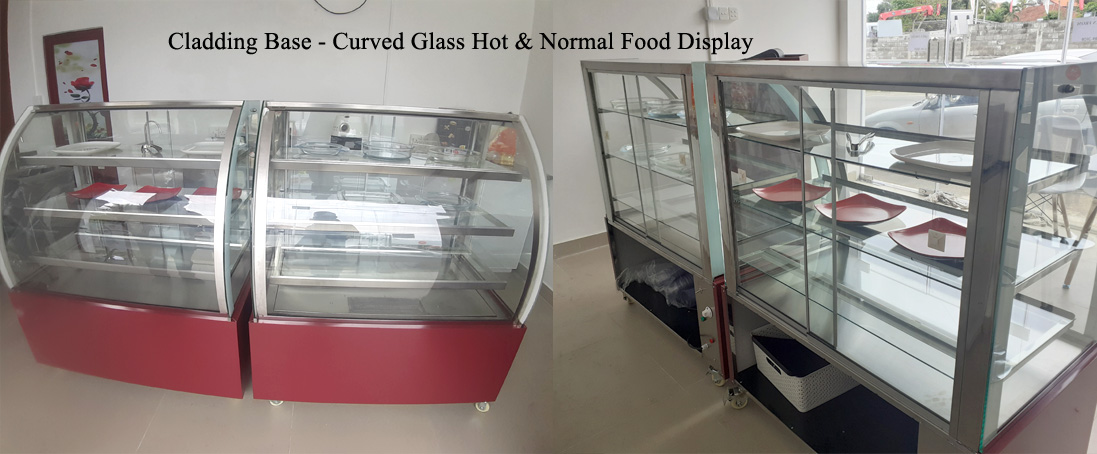 stainless steel curved glass hot pastry cupboard for sale