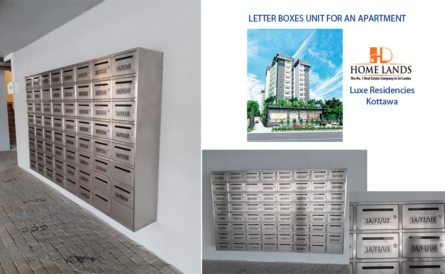 Stainless Steel letter boxes unit for apartments in Sri Lanka, Luxe Residencies Kottawa