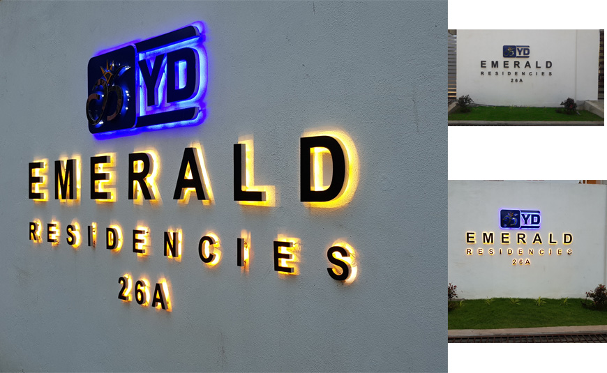 Stainless Steel neon signages for Emerald Residencies in Sri Lanka