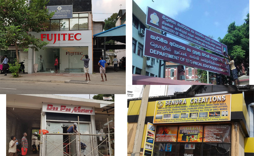 Plastic letter name boards in Sri Lanka