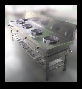 stainless steel high pressure gas burner wok four burners range fabricator in sri-lanka