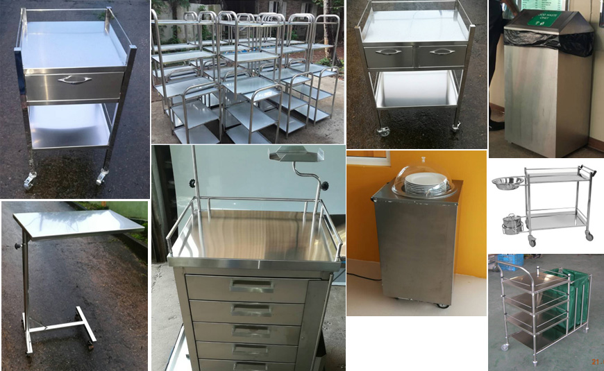 Stainless Steel hospital beds, hospital tray, bedside cupboards, dressing trolley in Sri Lanka