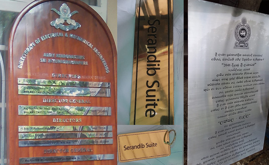 Stainless Steel letter name boards for army in Sri Lanka