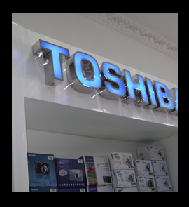Toshiba brand Light Board for Phone Shop in Sri Lanka, fabricator installation in sri lanka