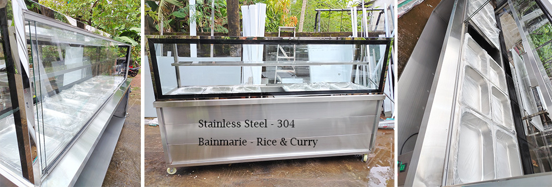 buffet type stainless steel 8 feet bain marie with glasses for sale in sri lanka